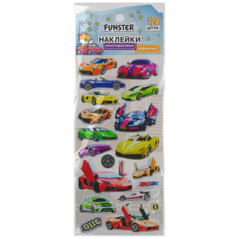 Наклейки зефирные "Для мальчиков", 19х9,5 см, ассорти 8 видов, FUNSTER (ФАНСТЕР), 666090