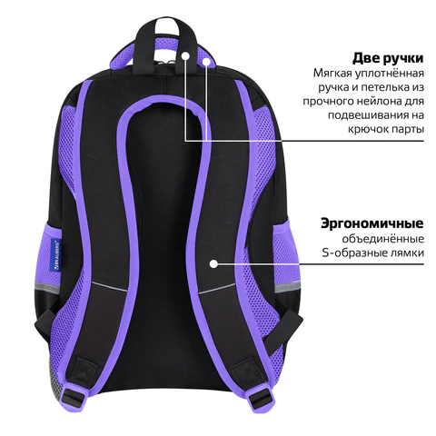 Рюкзак BRAUBERG STAR, 1 отделение, 5 карманов, "Spaceshake", черный, 40x29x13 см, 273131
