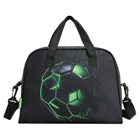 Сумка для занятий BRAUBERG KIDS с ручками, плечевой ремень, 35x25x15 см, "Green ball", 272377