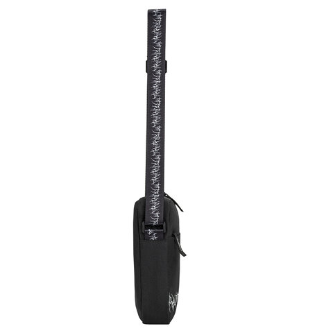Сумка на плечо BRAUBERG COMPACT с карманом, черная с принтом, 23х17х5 см, 271686