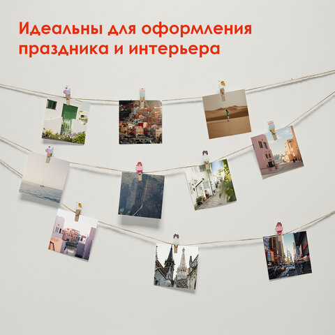 Прищепки декоративные "Сладкие истории", 10 штук, 3,5 см, ассорти, со шпагатом, ОСТРОВ СОКРОВИЩ, 662671