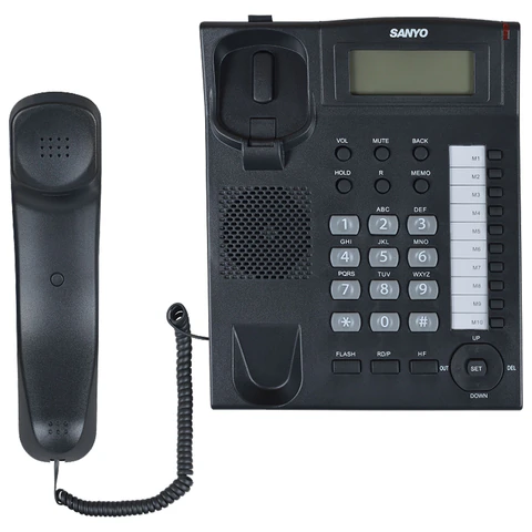 Телефон SANYO RA-S517B, спикерфон, память 30 номеров, тональный / импульсный режим, черный