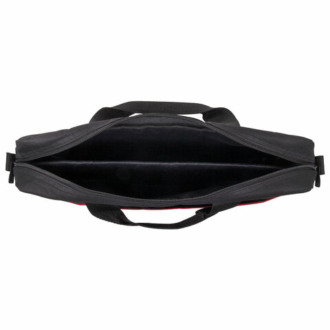 Сумка портфель HEIKKI MAXIMUM (ХЕЙКИ) с отделением для ноутбука 17,3", черная с красной вставкой, 34х44х6 см, 272591