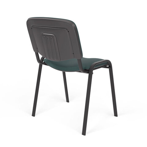 Стул для персонала и посетителей "ИЗО", черный каркас, ткань черно-зеленая, В-21/С-33