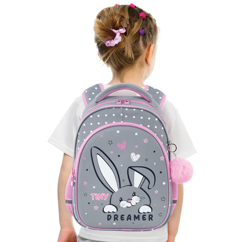 Рюкзак BRAUBERG OPTIMA, 2 отделения, с брелоком, "Curious bunny", 36х27х18 см, 272098