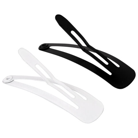 Заколки для волос НАБОР 10 шт., 4 см, клик-клак, глянцевый черный, перламутровый белый, MONTE VITA (МОНТЕ ВИТА), 457085