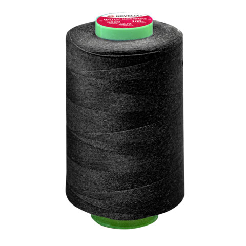 Нитки швейные 40/2 5000 ярд. (4572 м), 1 шт. черные, DEVELIA (Девелиа), 665621