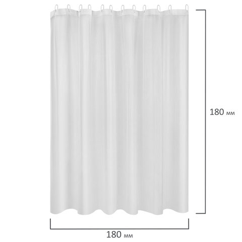 Шторка для ванной PEVA, 180х180 см, кольца в комплекте, 3 цвета ассорти (белый, голубой, коричневый), WBZ (ВБЗ), 700067