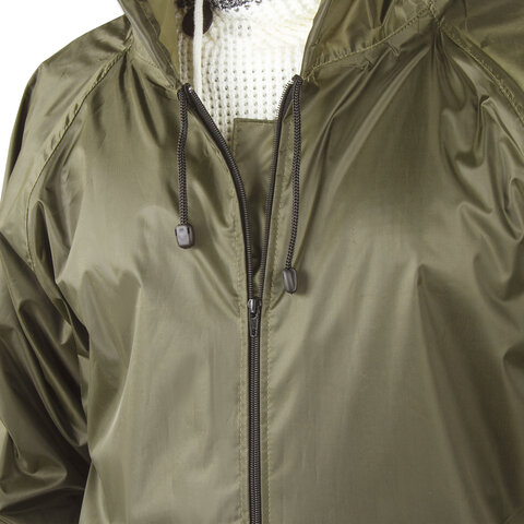 Дождевик-плащ цвета хаки на молнии многоразовый с ПВХ-покрытием, размер 60-62 (XXXL), рост 170-176, ГРАНДМАСТЕР, 610849