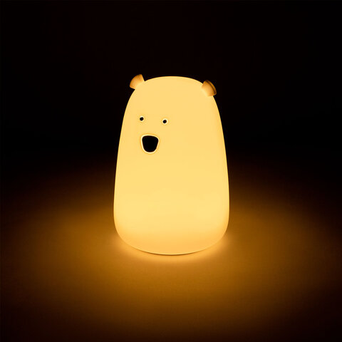 Ночник силиконовый LED "Медведь" 111x111x160 мм, белый свет/RGB, таймер, USB, аккумулятор 1200 мАч, DASWERK (ДАСВЕРК), 238938