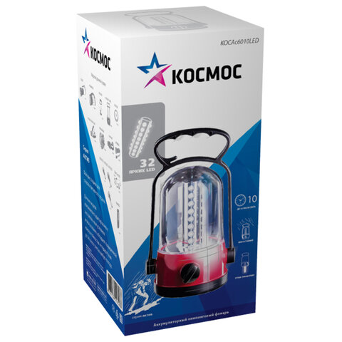 Фонарь туристический аккумуляторный КОСМОС 32хLED, заряд от сети, КОС6010LED, KOCAc6010LED
