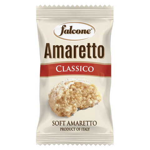 Печенье в индивидуальной упаковке миндальное FALCONE "Amaretti", 100 штук по 10 г, 1 кг, ИТАЛИЯ, MC-00014395