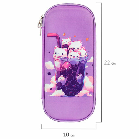 Пенал ЮНЛАНДИЯ, 1 отделение, карман, полиэстер/EVA, 22х10х5 см, "Bubble tea", 273190