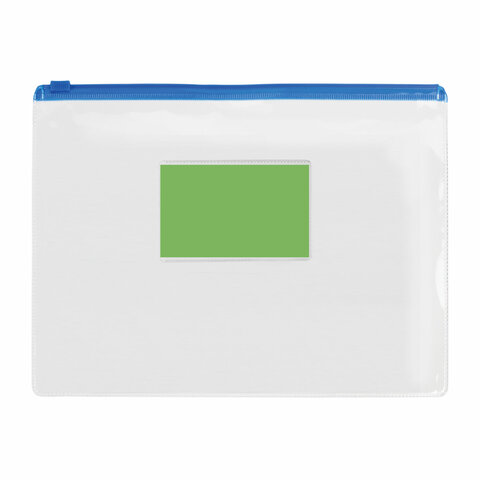 Папка-конверт на молнии А4 (335х238 мм), карман для визиток, прозрачная, 0,12 мм, STAFF, 229547