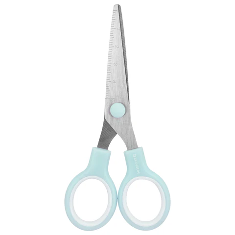 Ножницы BRAUBERG KIDS 130 мм, ручки мятные, закругленные лезвия с линейкой, 274062
