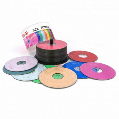 Диски CD-R MIREX Random Color, 700 Мб, 48x, Cake Box (упаковка на шпиле), КОМПЛЕКТ 50 шт., цветные, UL120009A8B