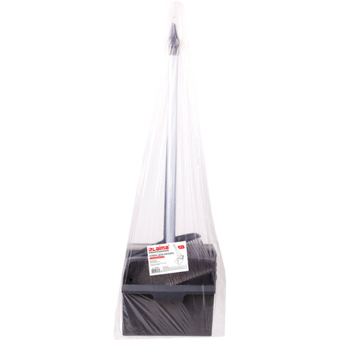 Совок для мусора + щетка, рукоятки 80 см, "БОЛЬШОЙ", для улицы, цеха, офиса, серый, LAIMA PROFESSIONAL, 606663