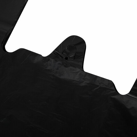 Пакет "майка" КОМПЛЕКТ 100 штук, 38+20х70, ПНД черный, 18 мкм, LAIMA, 700790