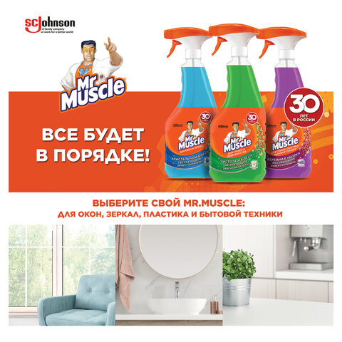 Средство для мытья стекол и зеркал 530 мл, МИСТЕР МУСКУЛ "После дождя", распылитель