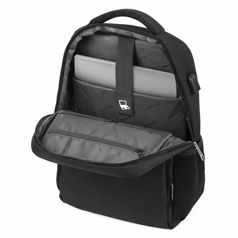 Рюкзак BRAUBERG FUNCTIONAL с отделением для ноутбука, USB-порт, багажная лента, "Firm", 43x30x15 см, 272576
