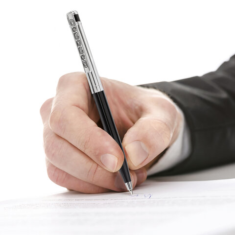 Ручка подарочная шариковая GALANT "ACTUS", корпус серебристый с черным, детали хром, узел 0,7 мм, синяя, 143518