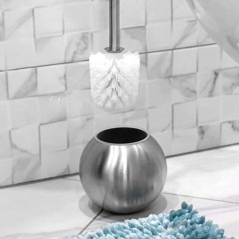 Ершик для унитаза с подставкой в форме шара, нержавеющая сталь, матовый, LAIMA, 601617