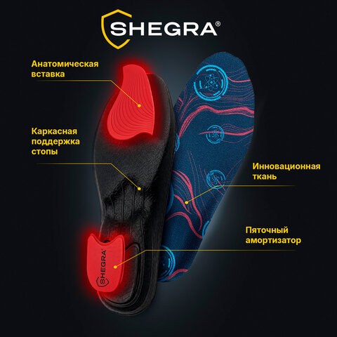 Стельки для обуви АНАТОМИЧЕСКИЕ С АМОРТИЗАТОРОМ размер RU 36-39/EU 37-40, SHEGRA (ШЕГРА), 702305