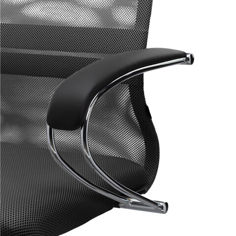 Кресло офисное МЕТТА "SU-B-8" хром, ткань-сетка, сиденье мягкое, черное