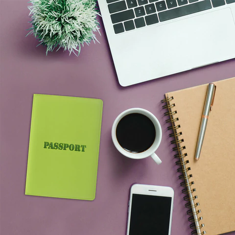 Обложка для паспорта, мягкий полиуретан, "PASSPORT", салатовая, STAFF, 237607