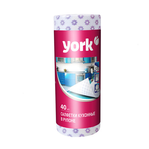 Салфетки ВИСКОЗНЫЕ, "Премиум", 25х40 см, РУЛОН 40 шт., 60 г/м2, YORK, 021100