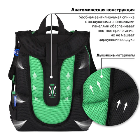 Ранец BRAUBERG PREMIUM, 2 отделения, с брелоком, "Space strike", патчи на липучках, 38х29х16 см, 273104