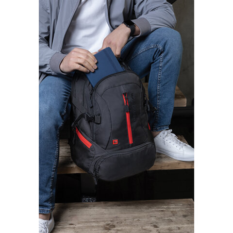 Рюкзак GERMANIUM "S-03" универсальный, с отделением для ноутбука, увеличенный объем, черный, 46х32х26 см, 226949