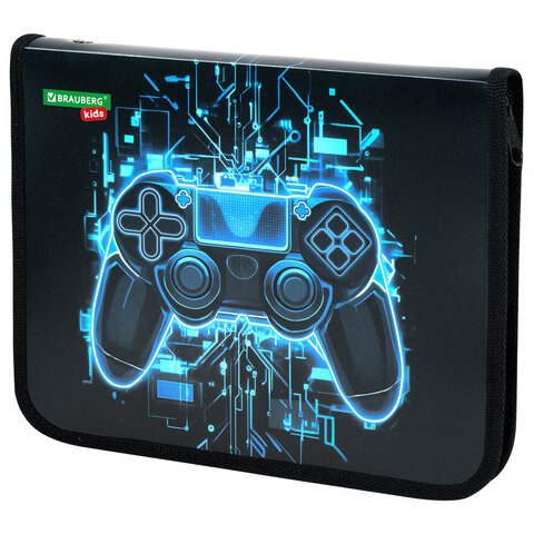 Папка для тетрадей BRAUBERG KIDS А5, 1 отделение, пластик, молния вокруг, "Digital gamepad", 273326