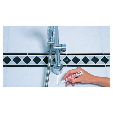 Маркер для затирки плиточных швов EDDING 8200, БЕЛЫЙ, 2-4 мм, запасные наконечники, E-8200/49