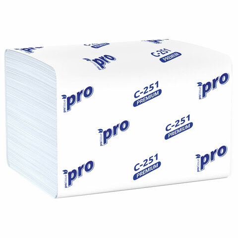 Салфетки 200 шт. PROtissue (Система N4) PREMIUM, 2-слойные, КОМПЛЕКТ 20 шт., 21х16 см, V-сложение, белые, C251