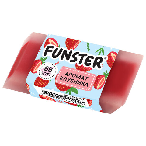 Ластик ароматизированный FUNSTER (ФАНСТЕР) "SWEET", 54х23х10 мм, скошенный, картонный держатель, экологичный ПВХ, ассорти, 272727