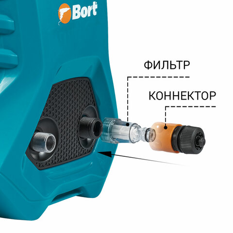 Минимойка BORT BHR-2000M-PRO, мощность 2 кВт, давление 150 бар, шланг 8 м, 93416411