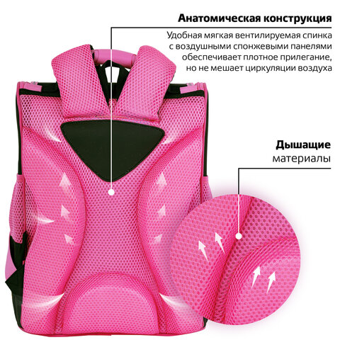 Ранец ПИФАГОР BASIC, 1 отделение, 3 кармана, эргономичная спинка, "Dark kitten", 35х28х18 см, 273134