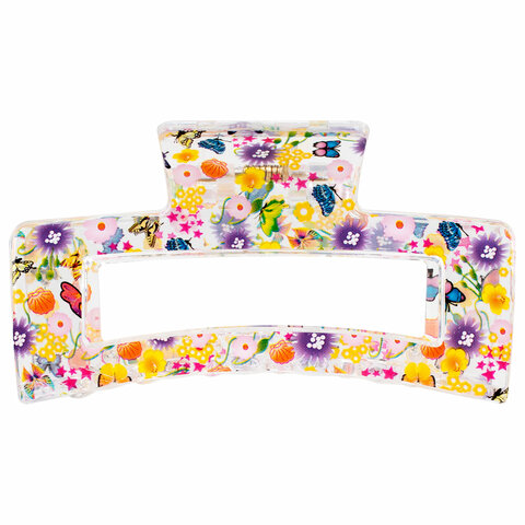 Краб для волос 8,5 см, прозрачный с рисунком, АССОРТИ, MONTE VITA (МОНТЕ ВИТА), 457005