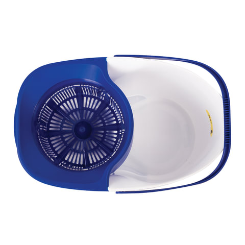 Швабра с отжимом и ведром 18л/8л, центрифуга, отжим педалью, 2 флаундера/насадки круглый и прямоугольный, бело-синий, LAIMA 603625