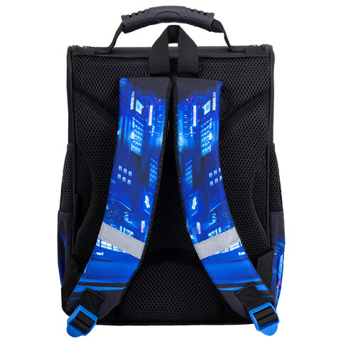 Ранец ПИФАГОР BASIC, 1 отделение, 3 кармана, эргономичная спинка, "Speed rusher", 35х28х18 см, 273141