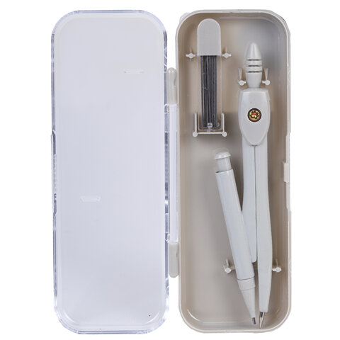 Готовальня STAFF "College" 2 предмета: циркуль 120 мм, запасные грифели, пластиковый пенал, дисплей, ассорти, 210862