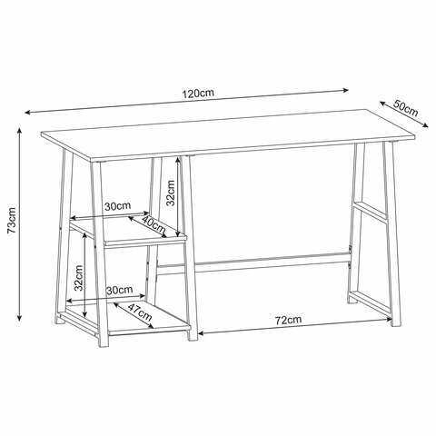 Стол на металлокаркасе BRABIX "LOFT CD-006", 1200х500х730 мм, 2 полки, цвет дуб антик, 641225