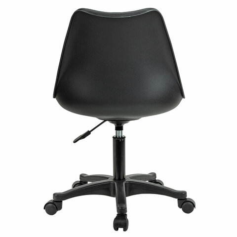 Кресло стул BRABIX "Eames MG-310 PL", пластик черный, экокожа черная, 532927