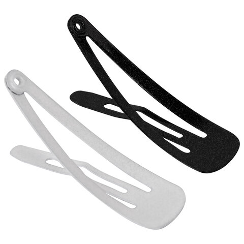 Заколки для волос НАБОР 10 шт., 4 см, клик-клак, глянцевый черный, перламутровый белый, MONTE VITA (МОНТЕ ВИТА), 457085