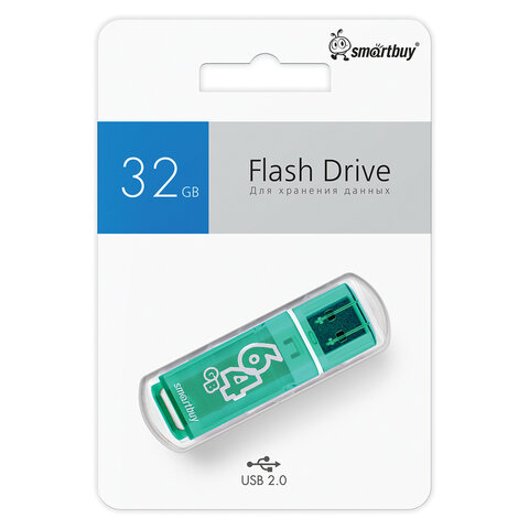 Флеш-диск 64 GB SMARTBUY Glossy USB 2.0, зеленый, SB64GBGS-G