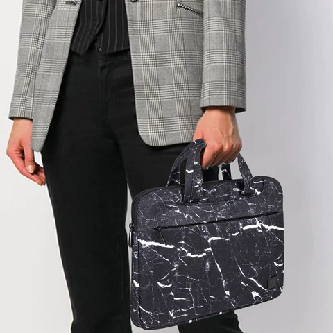 Сумка портфель BRAUBERG STYLE с отделением для ноутбука 13-14", 3 кармана, "Marble", черная, 26х36х3 см, 270835