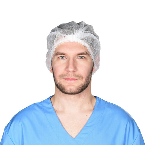 Шапочка "Шарлотта" белая КОМПЛЕКТ 50 шт. спанбонд 15 г/м2, ЧИСТОВЬЕ, 603-202