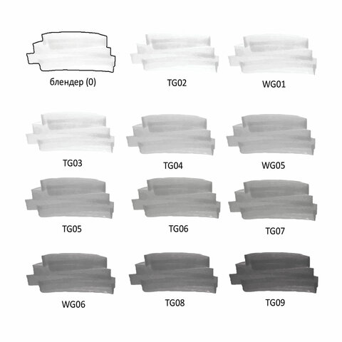 Маркеры для скетчинга двусторонние 1 мм - 6 мм BRAUBERG ART CLASSIC, НАБОР 12 шт., серые тона, 151890