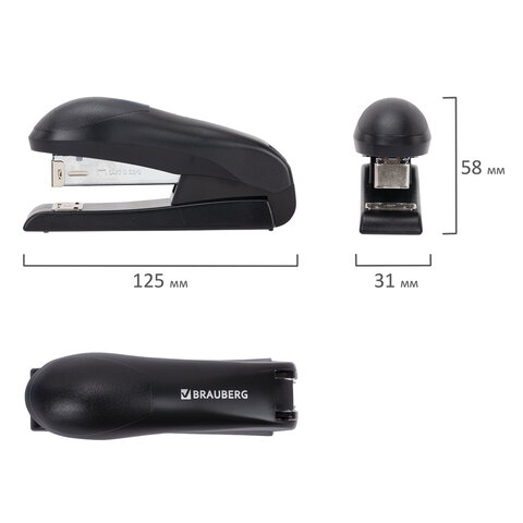 Степлер №24/6, №26/6 BRAUBERG "UNIVERSAL", до 30 листов, на 100 скоб, черный, 272716